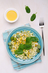 Vegetable salad with olives and spinach