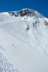 Amazing mountain landscape in Caucasus highlands. Winter in Rosa Khutor.