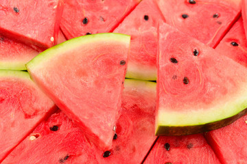 Juicy watermelon slices background. Top view.