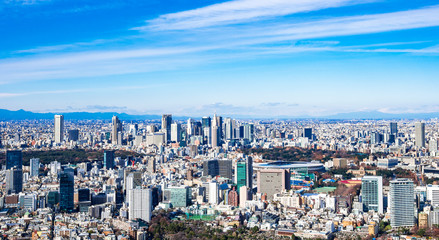 東京　青空と都市風景（新宿副都心方面）