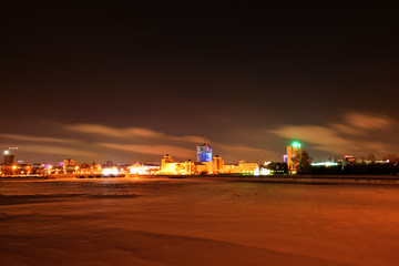 Russia, Chelyabinsk: winter landscape on the city center. City panorama