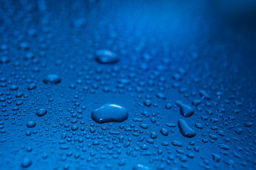 water drops on blue background