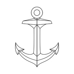 vector black white outline sea icon Anchor