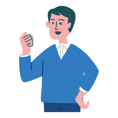 男性　拳を握っている　感情　