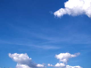 Beautiful white clouds in day time with clear blue sky background .