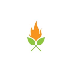 Flame leaf logo template vector icon design