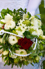 bride holding wedding bouquet