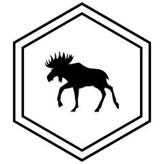Moose Crossing Warning Vector Icon Sign