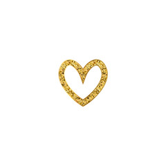 Gold glitter vector heart. Golden sparcle St. Valentines day card. Luxouy design element. Amber particles on transparent background.