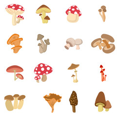 Poisonous and edible mushroom cartoon,outline icons in set collection for design. Different types of mushrooms vector symbol stock web illustration. - obrazy, fototapety, plakaty