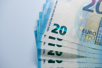 Stack of 20 euro banknotes