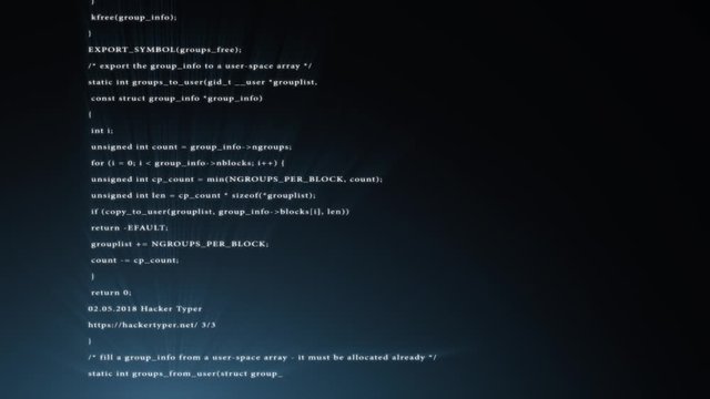 Hacker computer screen with program code