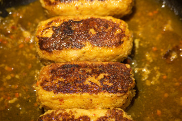Fried meat cutlet rosy cutlet