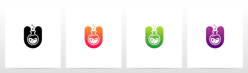 Laboratory Flask On Letter Logo Design U © recehan