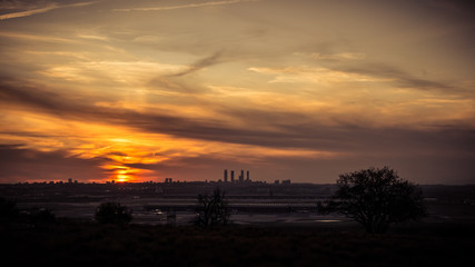 Cuatro torres Madrid sunset