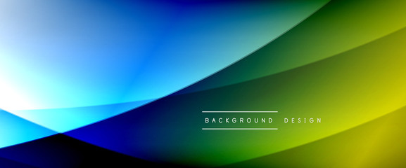 Wave liquid style lines with shadows and light on gradient background. Trendy simple fluid color gradient abstract background with dynamic straight shadow line effect