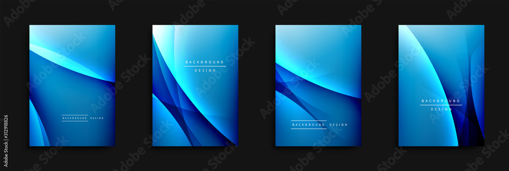 Aufkleber wave covers set with fluid gradients. dynamic trendy abstract background with flowing wavy lines. ve