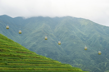 Cable cars at the Longsheng Rice Terraces, Guilin, China