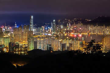 The Hong Kong skyline seen from Kam Shan, Kowloon