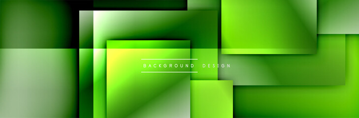 Fototapeta premium Square shapes composition geometric abstract background. 3D shadow effects and fluid gradients. Modern overlapping forms