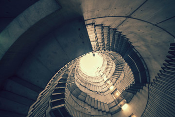 Fire escape stairs built in a building in Tokyo, Japan