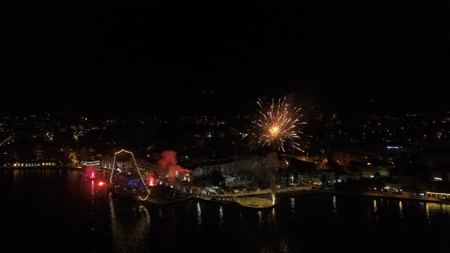 New Year's Eve fireworks over the embankment of Tivat.