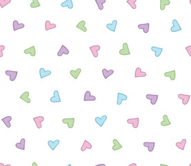 Seamless pattern with simple cute hearts. Pastel cute colors. Vector.