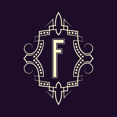 Fototapeta na wymiar Elegant monogram design with letter F. Business emblem, glamour badge, vintage initial label template.