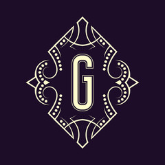 Elegant monogram design with letter G. Business emblem, glamour badge, vintage initial label template.