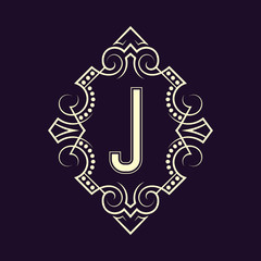 Elegant monogram design with letter J. Business emblem, glamour badge, vintage initial label template.