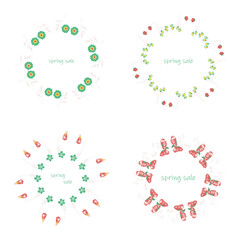 poster Spring sales on a floral watercolor background. ?ard, label, flyer, banner design element. Vector illustration