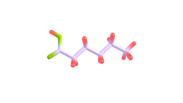 Rotating isolated hexanoic acid molecule video
