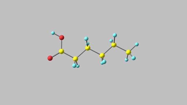 Rotating isolated hexanoic acid molecule video