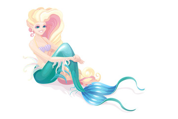 vector cartoon cute mermaid fairy sea