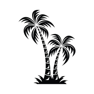 two curved palm trees in a retro style. vecor
