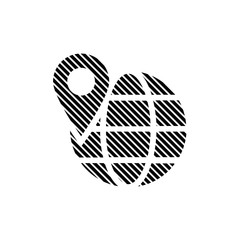 Stripped Globe with pointer icon vector. Trendy flat globe with pointer icon made of lines from music and media collection isolated on white background.