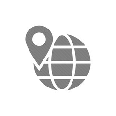 Globe with pointer icon vector. Trendy flat globe with pointer icon from music and media collection isolated on white background.