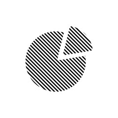 Stripped Infographics 25 75 percentgrey pie diagram. Isolated business illustration. Circle chart vector made of lines.