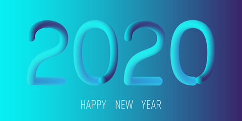 Happy New Year 2020. Lettering greeting inscription.