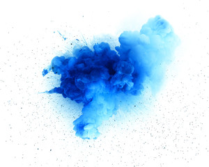 Blue gas explosion isolated on white background
