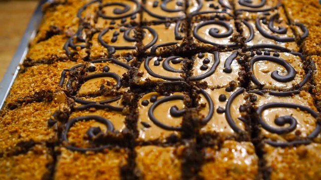 Tasty cake perfectly sliced for sharing