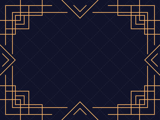 Art deco frame. Vintage linear border. Design a template for invitations, leaflets and greeting cards. The style of the 1920s and 1930s. Vector illustration