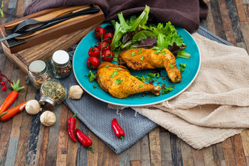 Chicken legs seasoned with curry