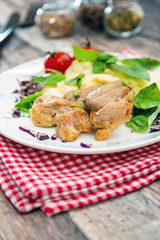 potato puree, pork cuff filet and cepes sauce