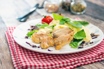 potato puree, pork cuff filet and cepes sauce