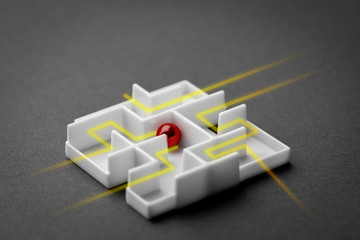 Puzzle Maze & strategy business concept of leadership