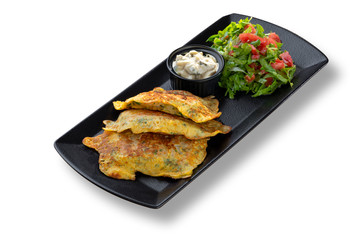 Delicious fish fillet with salad