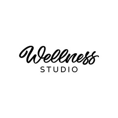 Hand lettered logo. The inscription: Wellness studio. Perfect design for greeting cards, posters, T-shirts, banners, print invitations.