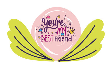 youre my best friend flower decoration card