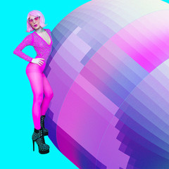 Disco Fashion Lady. Clubbing glamour style